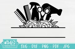 Hair Stylist Floral SVG File, Split Frame Hairdresser Product Image 1