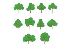 Simple Green Tree Garden Park Nature Element Set Isolated Product Image 1