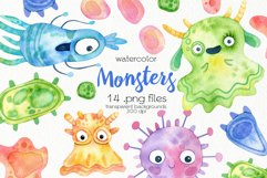 Watercolor Monsters Clipart - PNG Files Product Image 1