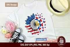Patriotic Sunflower SVG| Patriotic Monogram| 4th of July SVG Product Image 2