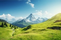 Serene alpine landscape at sunrise Product Image 1