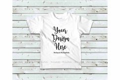 Kids White Tshirt Mock Up, Toddler Shirt Flat Lay Mockup Product Image 1