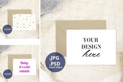 Horizontal Card Neutral Mockup PSD, Neutral Background Product Image 3