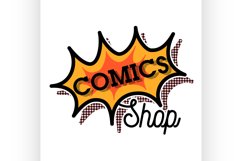 Color vintage comics shop emblem Product Image 1