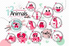 Lovely Pink Valentine Doodle animals Product Image 1