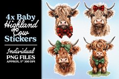 Baby Highland Cows PNG Christmas Stickers Product Image 7