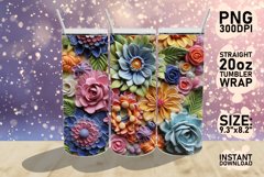 3D Flower Tumbler Wrap Sublimation 20oz, Sunflower Tumbler Product Image 1