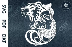 SVG / PDF / DXF Woman with Tiger Headdress, Cutting Files Product Image 3