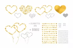 Doodle GOLDEN HEARTS sublimation. Love foil heart isolated Product Image 2