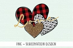 Triple Hearts Love Valentine's Sublimation PNG Product Image 1