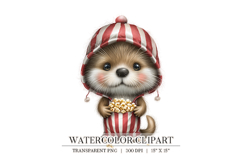 Popcorn Bucket Otter Clipart Product Image 1