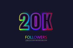 20k social followers and subscribers neon text effect. Product Image 1