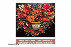 3D Seamless Coffee Lover Tumbler Wrap PNG for 20oz Skinny Product Image 2
