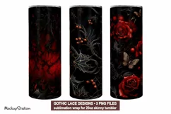 3D Gothic Lace Tumbler Wrap Design Sublimation PNG Product Image 1