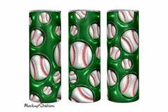 3D Inflated Puffy Baseball Tumbler Wrap PNG | Sublimation Product Image 1
