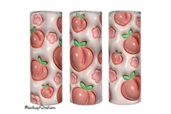 3D Inflated Peach Tumbler Wrap PNG | Pink Puffy Sublimation Product Image 1