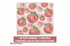 3D Inflated Peach Tumbler Wrap PNG | Pink Puffy Sublimation Product Image 2