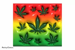 3D Inflated Weed Leaf Tumbler Wrap PNG | Puffy Marihuana Product Image 2