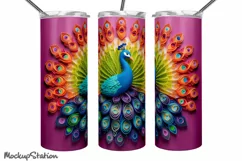 Peacock 3D Tumbler Wrap | Bird 3D Sublimation PNG Designs Product Image 3