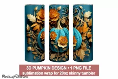 Pumpkin 3D Tumbler Wrap Design Sublimation PNG | Halloween Product Image 1