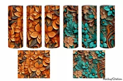 3D Western Tumbler Wrap| Vintage Tooled Leather PNG Design Product Image 3