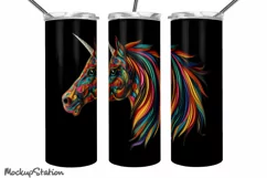 Unicorn 3D Tumbler Wrap PNG| Neon Rainbow Sublimate Product Image 2