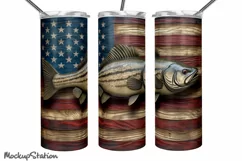 3D Fish Tumbler Wrap PNG| 3D for Patriotic Fisherman Product Image 3