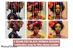 Black Women Tumbler Wrap PNG | Afro American Queen Product Image 1
