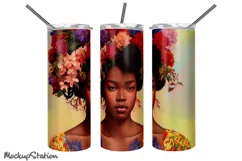 Black Women Tumbler Wrap PNG | Afro American Queen Product Image 3