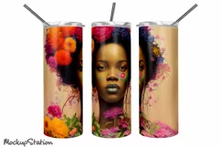Black Women Tumbler Wrap PNG | Afro American Queen Product Image 4