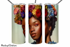 Black Women Tumbler Wrap PNG | Cute Melanin Queen Design Product Image 2