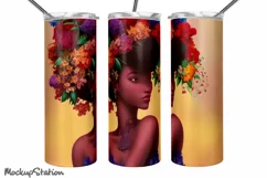 Black Women Tumbler Wrap PNG | Cute Melanin Queen Design Product Image 4