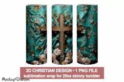 3D Christian Tumbler Wrap PNG | 3D Cross Sublimation Design Product Image 1