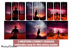 Cowboy Tumbler Wrap PNG | Western Tumbler for Men Product Image 1