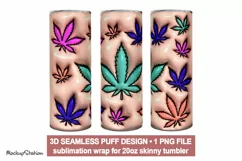 3D Inflated Puffy Weed Leaf Tumbler Wrap PNG | Marijuana Product Image 1