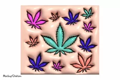 3D Inflated Puffy Weed Leaf Tumbler Wrap PNG | Marijuana Product Image 2