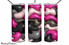 3D Inflated Camo Tumbler Wrap PNG | Puffy Camouflage Product Image 2