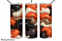 3D Inflated Camo Tumbler Wrap PNG | Puffy Camouflage Product Image 3