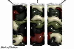 3D Inflated Camo Tumbler Wrap PNG | Puffy Camouflage Product Image 4