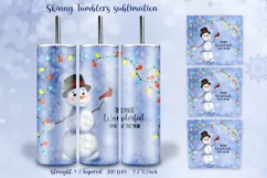 20Oz skinny tumbler sublimation christmas seamless design snowman with christmas tree light