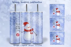 20Oz skinny tumbler sublimation christmas seamless design   snowman with christmas tree ornament