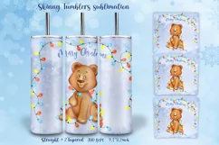 20Oz skinny tumbler sublimation christmas seamless design  teddy bear with christmas tree light