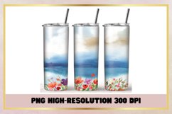 Watercolor Flowers 20 oz Skinny Tumbler Sublimation Wrap Product Image 1