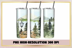 Watercolor Forest Mountain 20oz Skinny Tumbler Wrap Product Image 1