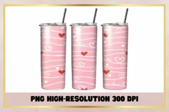 Valentine Hearts 20 oz Skinny Tumbler Wrap Sublimations Product Image 1