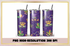 Mardi Gras 20 oz Skinny Tumbler Sublimation Product Image 1