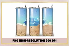 Summer Beach 20 oz Skinny Tumbler Sublimation Wrap Product Image 1