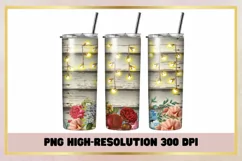 Flowers Vintage Blue 20 oz Skinny Tumbler Wrap Product Image 1