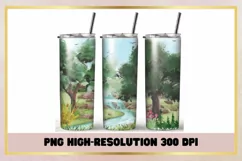 20 oz Skinny Watercolor Tumbler Sublimation Wrap Product Image 1