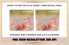 Pink Flowers 20oz Skinny Tumbler Sublimation Full Wrap Product Image 2